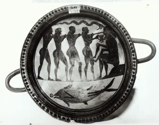 Becher, der Odysseus und seine Gefährten zeigt, wie sie Polyphem blenden